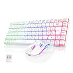 RedThunder K84 75% Wireless Gaming Keyboard and Mouse Rainbow Backlight UK Layout 85 Keys TKL Ultra Compact Mini Design Lightweight Honeycomb Gaming Mouse for PC Mac PS5 Xbox Office Gamers (White)