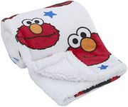 Sesame Street Elmo, Red, Blue, Yellow, Green, & White with Stars Super Soft Baby Blanket, Red, Blue, White,