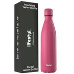 Lifestyl Stainless Steel Water Bottle| 24Hrs Cold & 12Hrs Hot| Thermoshield Technology Vacuum Insulated Metal Water Bottles, Leak-Proof Drinks Bottle for Sports, Gym, Yoga, Cycling (500 ml, Magenta)