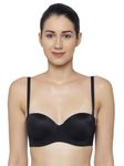 Triumph T-Shirt Bra for Women Wired Padded Multiway Lingerie Detachable Straps Seamless Women Everyday Bra Moulded Microfibre Support Invisible Underwire Balconette Black 36B Pack of 1
