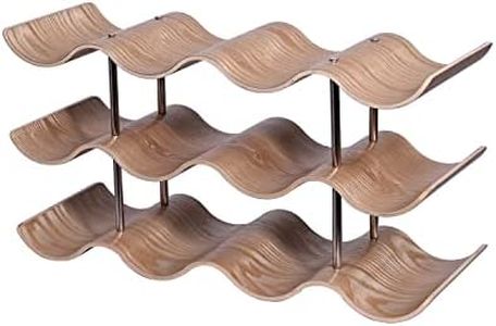 mosegor Wooden Wine Rack 3-Tiers Wine Bottle Holder Countertop Wave Wine Storage Rack for Home Bar Accessories