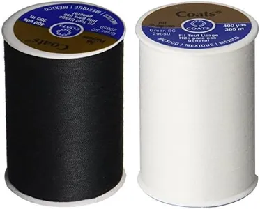 2-Pack - BLACK & WHITE - Coats & Clark Dual Duty All-Purpose Thread - One 400 Yard Spool each of BLACK & White