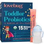 Lovebug Toddler Probiotics - Probiotic for Kids & Toddler Constipation Relief, Stomach Discomfort and Softer Bowel Movements, Clear Dissolvable Powder, Ages 12 Months to 4 Year Olds - 30 Pack