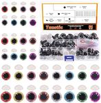 Tanstic 64Pcs Glitter Plastic Safety Eyes with Washers 12mm 16mm 18mm 20mm 8 Colors Half Round Craft Doll Eyes Stuffed Animal Eyes Toy Eyes