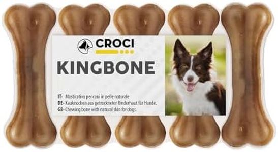 Croci King Bone, Snack premio masticativo per cani in pelle bovina, dental stick per la pulizia dei denti da 7,5 cm, 5pz x 25g