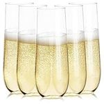 24 Stemless Plastic Champagne Flutes - 9 Oz Plastic Champagne Glasses | Clear Plastic Unbreakable Toasting Glasses |Shatterproof | Disposable | Reusable Perfect for Wedding Or Party