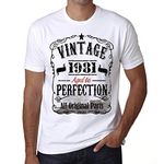 Men's Graphic T-Shirt All Original Parts Aged to Perfection 1981 43rd Birthday Anniversary 43 Year Old Gift 1981 Vintage Eco-Friendly Short Sleeve Novelty Tee White M