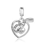 SBI Jewelry Women Double Hearts Wife Charms for Bracelets Silver Love Dangle Forever Love Necklace Pendant Husband Couple Boyfriends Girlfriends Family Fiancée Valentine Clear CZ Anniversary Birthday