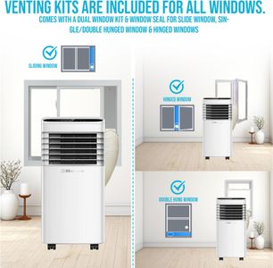 Belaco 9000 BTU Portable Air Conditioner – 4-in-1 Cooling, Dehumidifier, Remote, Dual Window Kit