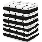 Zeppoli Kitchen Towels 12 Pack - 100% Soft Cotton - Dish Towels for Kitchen - Hand Towels for Kitchen 15" x 25" - Dobby Weave - Black Dish Towels for Drying Dishes - Super Absorbent Cleaning Cloths