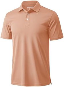 MAGCOMSEN Mens Polo Shirts Short Sleeve Athletic Pique Golf Shirt Dry Fit Performance Casual Work Polos for Men Apricot