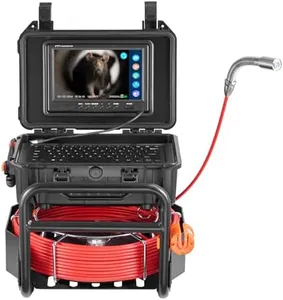 VEVOR Sewer Camera, 165 ft/50m, Self-Leveling Drain Camera with 512Hz Transmitter, Distance Counter, 9" Screen 1080P HD Snake Plumbing Cameras with Lights-12 LED & 32GB Card for Duct Pipe
