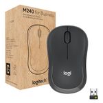 Logitech M240 for Business Silent Wireless Mouse, Secure Logi Bolt USB Receiver, Bluetooth, Globally Certified for Windows, Mac, Chrome, Linux, iPadOS, Android - Graphite