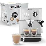 Breville Bijou Espresso Machine | Automatic and Manual Espresso, Cappuccino & Latte Maker | 15 Bar Pump | Steam Wand | Silver [VCF149]