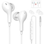 Wired Earbuds with Microphone,HiFi Stereo Wired Headphones,Wired Earphones in Ear Headphones,Earphone with Noise Isolating,Compatible with iPhone, Computer,Samsung,Laptop,Fits All 3.5mm Devices-White