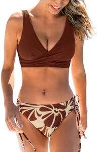 CUPSHE Women's Bikini Swimsuit Front Cross Lace Up Two Piece Bathing Suit, S