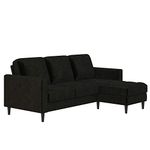 CosmoLiving Strummer Reversible Sectional Sofa, Black Velvet