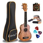 Everjoys Soprano Ukulele Starter Kit - Professional 21 inch Mahogany ukulele w/Free Online Lesson Case Strap Digital Tuner Aquila Strings Ukalalee Yukalalee (Lifgt Mahogany)