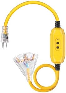 DEWENWILS 3 FT Outdoor GFCI Extension Cord Manual, 12/3 Gauge Extension Cord for Multiple Appliances, Heavy Duty Power Cable with LED Lighted 3 Prong Plug, Yellow, UL Listed