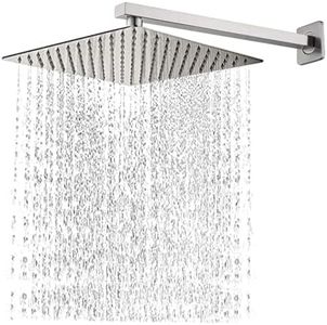 JAGGER JAG291 Ultra Slim Rain Shower with Shower Arm, Stainless Steel 304 Shower Head & Shower Rod, Lauxury Bathroom Celing Shower (SILVER [ CHROME FINISH ], 6 X 6 INCH [ HEAD ], 15 INCH [ ARM ])