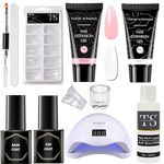 THR3E STROKES Polygel Nail Extension Kit, Glossy Finish, 30 ml Each (White, Pink) (RE867)