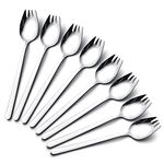 Sporks, IQCWOOD 8 Pack 18/10 Stainless Steel Sporks, 7.4 Inches Long Handle Dessert Spoons Salad Forks, Ice Cream Spoons Fork Reusable Fruit Appetizer Dessert Forks for Household Use