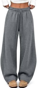 Trendy Queen Barrel Sweatpants Women Wide Leg Fleece Pants HeatherCharcoal L
