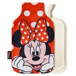 Disney Stitch Hot Water Bottle with Fleece Cover - 1.7 or 2 Litre Capacity Rubber Hot Water Bag - Cosy Gifts for Women (Red Minnie)