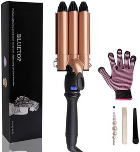 3 Barrel Curling Iron Ceramic Hair Curler, 1 inch Curling Wand Hair Waver Iron, Dual Voltage Hair Crimper with LCD Display, Professional Fast Heating Triple Barrel Curler, Hair Styling Tools