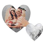 Collienght Custom Photo Sequin Pillow Magic Reversible Heart-shaped Sequin Pillow with Picture Personalized Gifts(Silver Single-Sided-Pillowcase 40 * 40cm(15.75 * 15.75in))