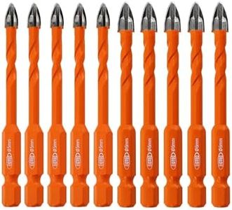 BGTEC Cemented Carbide Drill Bits -10pcs Quick-fit Shank 5MM*5+6MM*5MM Cross Spiral Hard Alloy Drill Bit for Wood Plastic Masonry Ceramic Tile Concrete Marble