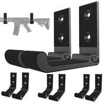 ANTREEMAG Indoor&Outdoor Gun Rack Wall Mount, Soft Rubber Cushion Holder, Foldable Hook for Rifle, Shotgun, Archery Bow, 20lbs Holding Strength Hanger Easy Installment on Wall, Door, Desk, Shelf