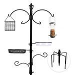 Urban Deco Bird Feeding Station With Feeders - Bird Feeders Hanging Station Heavy Duty Bird Feeder Pole With Bird Feeders For Small Birds - Bird Feeder Stand With Bird Bath Tray And Bird Feeder Tray