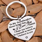 Granddaughter Keychain Gifts for Valentine Graduation from Grandma Grandpa to Granddaughter Mothers Day for Grand Kids Her Teen Adult Women Teenage Girls Christmas Gifts Inspirational Jewelry