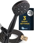 HammerHead Showers® ALL METAL 3-Spray Handheld Shower Head with Long Hose and Holder - OIL RUBBED BRONZE - 2.5 GPM High Pressure Shower Head with Handheld Sprayer - WIDE, MASSAGE, and MIST Sprays