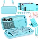 Younik Switch Accessories Bundle, 17 in 1 Switch Accessories Kit for Girls Include Switch Carrying Case with 9 Game Card Slots, Adjustable Stand, Protective Case for Switch Console & J-Con (Blue)