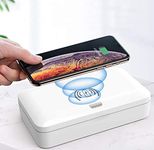 House of Quirk UV Light Sterilizer Box with Wireless Phone Charger, Ultraviolet Phone Sterilizer Box Disinfection for Mobile Phone, Salon Tool, Nail Clippers, Toothbrush, Jewelry, Watches - White