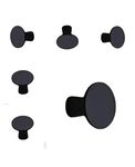 BRASK" Solid Brass Knobs for Drawers, Cabinets, Wardrobes, Kitchen Drawers, Drawer Pulls - Round Shape (28 mm) Model No. 005 (Black Matt, 1)