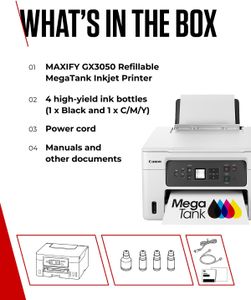 Canon MAXIFY GX3050 MegaTank Wireless Printer – High-Yield Ink