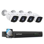 5MP Super HD Security Camera System with 2TB Hard Drive,SAFEVANT Home NVR Systems with 4pcs 5MP Outdoor Indoor Surveillance IP Cameras with Night Vision Motion Detection,Power Over Ethernet