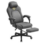 SONGMICS HOME Gaming Chair, Ergonomic Computer Chair with Footrest, Video Game Chair with Headrest, Cotton-Linen Fabric, Adjustable Height, Dove Grey OBG072G02