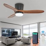 TRSIOPFC 42 Inch Flush Mount Ceiling Fan with Lights 3 Wood Fan Blade Noiseless Reversible DC Motor Remote Control Flush Mount Ceiling Fan with Light for Farmhouse Modern Style Contemporary Decor