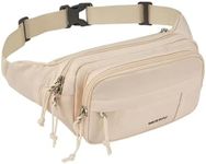 WATERFLY Fanny Pack Waist Packs: Large Crossbody Belt Bag Fanny Packs for Women Men with 7 Zipper Pockets Adjustable Strap Waist Bags Hip Pack for Traveling Cycling Running Hiking-White