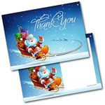 doodlecards Christmas Thank You Cards Thankyou Santa Sleigh Pack of 20 Cards & Envelopes. Printed in UK, Premium Quality & 100% Recyclable.