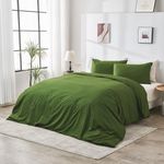 DOZ 100% GOTS Certified Organic Cotton Duvet Cover Set, Crisp Percale Weave, Long Staple, Breathable, Hotel Comfort, 90"x90", 8 Loops, 3pc – 2 Pillowcases 1 Duvet Cover (Forest, Full/Queen)