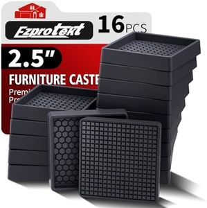 Ezprotekt Non Slip Furniture Pads, 16 Pcs 2.5" Anti Skid Rubber Furniture Caster Cups, Anti-Slip Furniture Coasters for Hardwood Floors, Anti Slide Floor Protectors for Bed Couch Stoppers (Black)