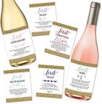 6 Wedding Milestones Gift Wine Bottle Labels or Sticker Covers, Bridal Shower, Bachelorette Engagement Party Present, Perfect Best Registry For Bride To Be, Firsts For The Newlywed Couple Basket Ideas