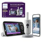 Philips Avent Premium Connected Baby Monitor, Smart Baby Monitor with App, 1080p Camera, SenseIQ Sleep & Breathing Motion Tracking, Cry Detection & Translation, Two-Way Audio, Night Vision, SCD973/37