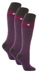 HEAT HOLDERS - 3 Pack Ladies Thermal Knee High Ski Socks | WoMens Thick Winter 2.3 TOG Long Skiing Socks (4-8, Purple/Charcoal)