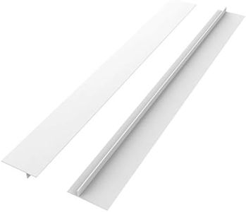 Stove Counter Gap Cover - Flexible Easy Clean Heat Resistant Wide & Long Range Gap Filler, Seals Spills Between Appliances, Furniture, Stovetop, Oven, Washer & Dryer, Set of 2 (White, 25 Inches)